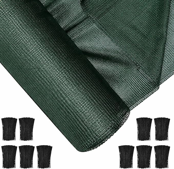 6 x 300 ft Green Shade Cloth Roll for Covering Garden 90% Mesh UV Resistant Net with Ties for Patio Outdoor Greenhouse Fence Flower Plant Cover Canopy