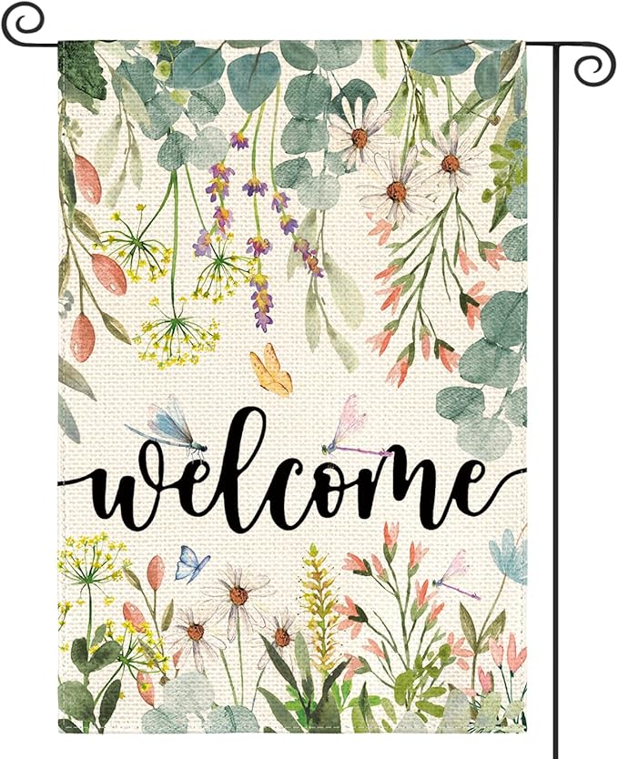 AVOIN colorlife Spring Daisy Flowers Garden Flag 12 x 18 Inch Double Sided, Seasonal Welcome Yard Outdoor Flag