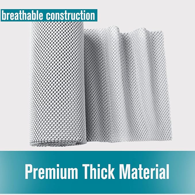 Shelf Liner, Non-Adhesive Roll Drawer Liners 12 Inches x 20 Feet, Non Slip Grip Durable Strong Clean, Shelving Liner for Kitchen cabinets,Storage, Desks, Kitchenware, Tableware, Light Gray