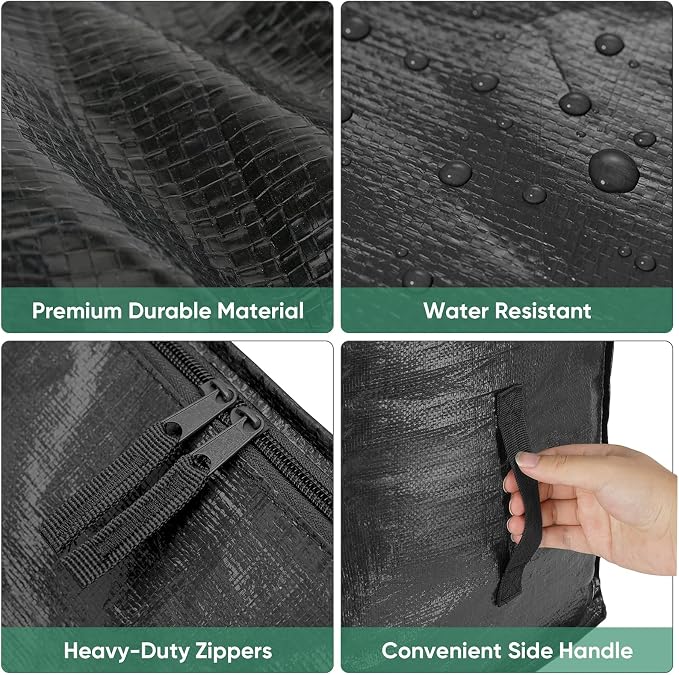 BALEINE 4-Pack Oversized Moving Bags with Reinforced Handles, Heavy-Duty Storage Tote for Clothes, Moving Supplies (Black, 4-Pack)