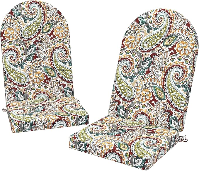 Outdoor Foam Adirondack Cushion, Water Repellent Foam Cushion for Adirondack Chairs Patio Furniture, 44 x 19 Inch, Paisley Chilli