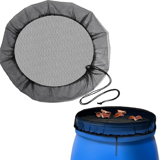Mesh Cover for Rain Barrels - 39in Rain Barrel Netting with Drawstring, Water Collection Buckets Tank Protector Screen for Preventing Fallen Leaves in Outdoor Garden Eaves