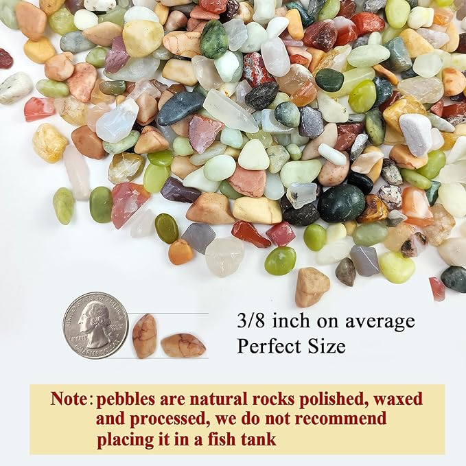 FANTIAN Succulent Rocks, 3/8 Inch Polished Pebbles for Indoor Plants, Decorative River Rocks for Plants Indoor, Vase Fillers, Cactus Planters, Bird Bath, Fountain, Outdoor Garden Landscaping