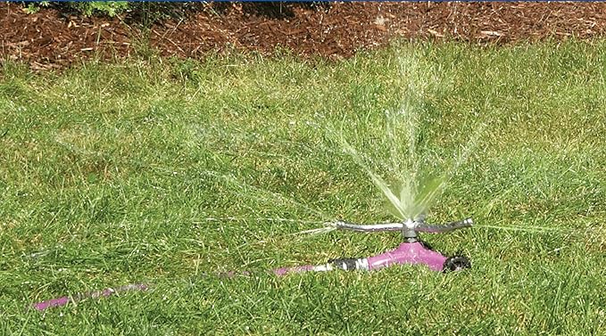 Dramm ColorStorm 3 Arm Whirling Sprinkler on 6" Wheeled Heavy Duty Metal Base, for Lawn, Yard, Garden and Large Area, Orange, 70 Ft Diameter Reach