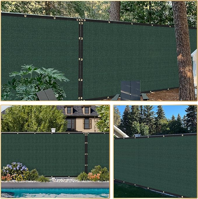 Privacy Fence Screen 5' x 8' Fencing Cover Heavy Duty Mesh Windscreen Cloth for Outdoor Garden Patio Backyard Chain Link Fence Green