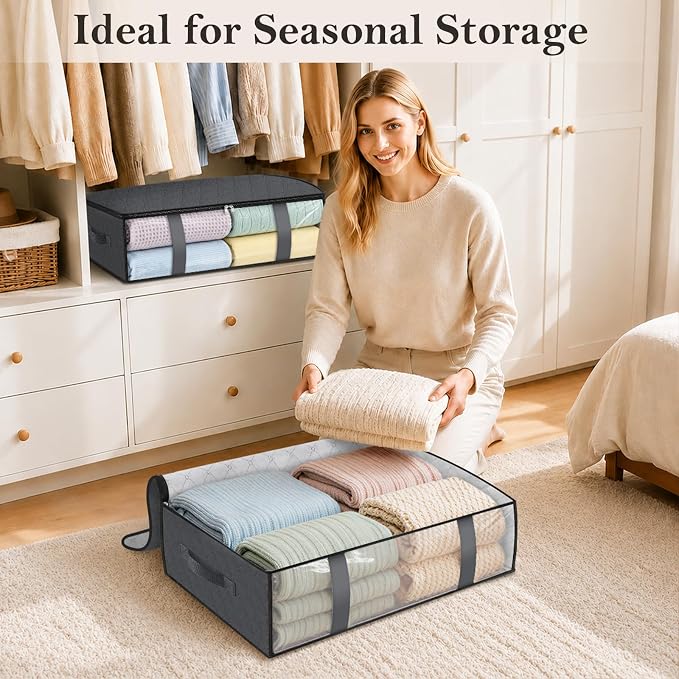 StorageRight Under Bed Storage Bags, 2 Pack, 40L, Gray