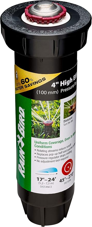 Rain Bird 22SAPROPR Pressure Regulating (PRS) High-Efficiency Pro Rotary Sprinkler, Hand Adjustable 45°- 270° Pattern, 17' - 24' Spray Distance, 4" Pop-up Height (Pack of 2)