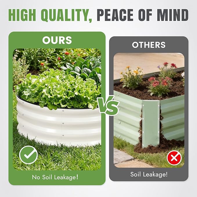 INNO STAGE 2Pcs Galvanized Raised Garden Bed, 6x3x1FT Oval Metal Raised Garden Beds for Vegetables, Rust-Resistant & Easy Assembly, Outdoor Planter Box for Gardening, Flowers, Herbs (White)