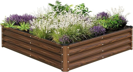 SnugNiture Galvanized Raised Garden Bed 4x4x1FT Outdoor Large Metal Planter Box Steel Kit for Planting Vegetables, Flowers