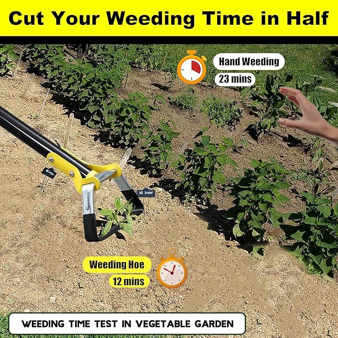Garden Hoe for Weeding - Sharp Push Pull Blade,Stainless Steel Stirrup Weeder Hoe, 30-54 Inch Adjustable, Stand Up Loop Weed Hoe Tool for Women Seniors