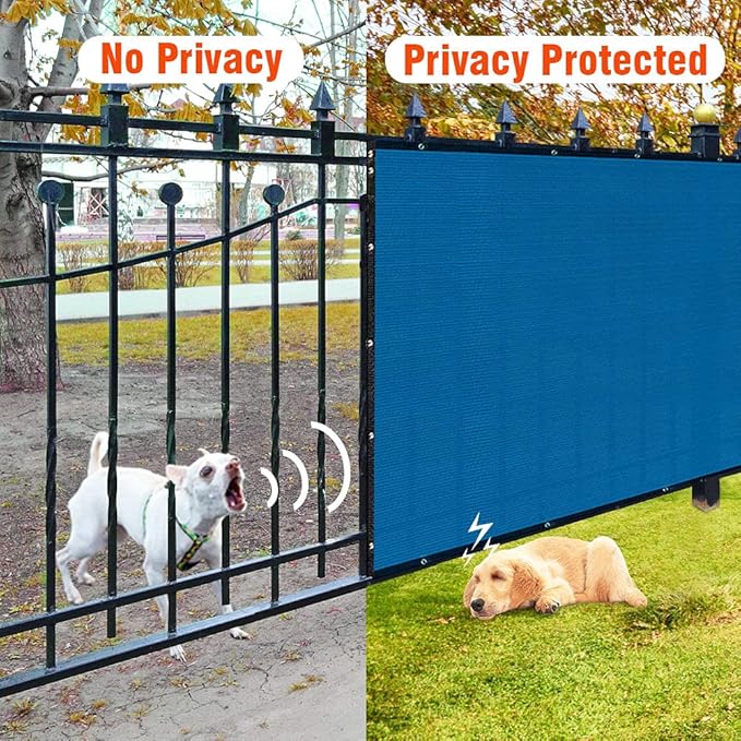 iCover 8x50ft Privacy Screen Fence, Garden Windscreen Mesh Shade Sail Net Barrier, Reinforced Bindings and Brass Grommet, Cable Zip Ties Included,Royal Blue