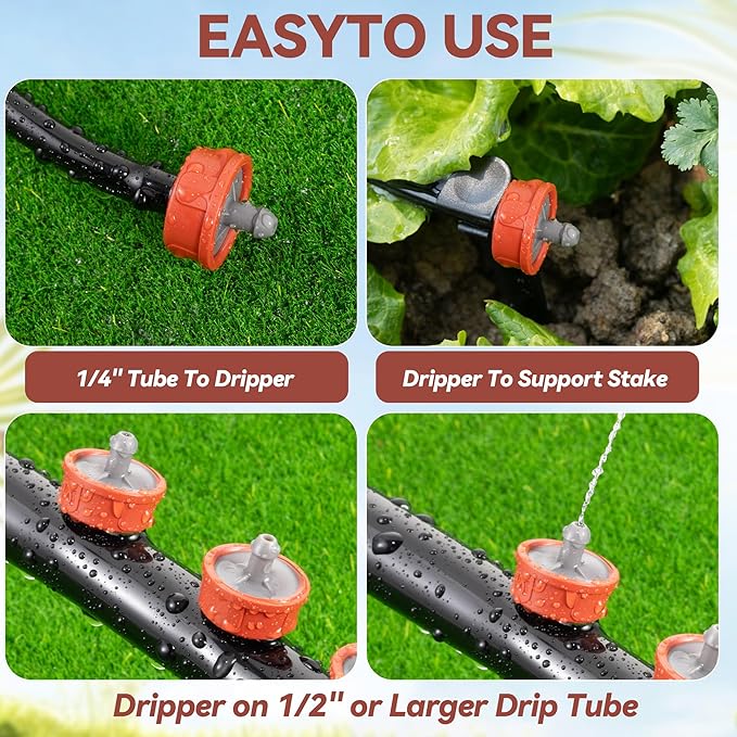 60Pcs 0.75 GPH Pressure Compensating Irrigation Spot Drippers,Constant Flow Barb Outlet Watering Dripper Emitters Heads Parts for 1/4 Inch Watering Tubing Line for Garden Pots Plants Irrigation System