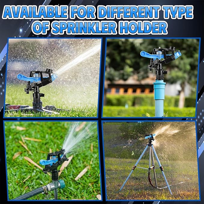 Honoson 1/2 Inch Plastic Impact Sprinklers Heads Adjustable 0-360 Degree Pulsating Oscillating Watering Sprinkler Head for Garden Law Grass Yard Irrigation Supplies(4 Pcs,Blue)