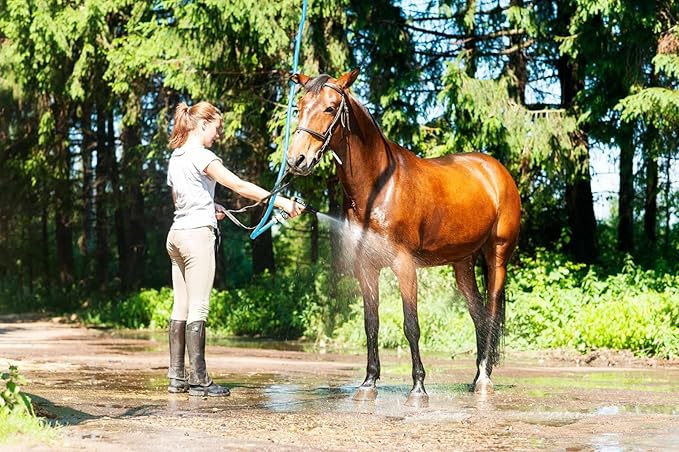 AG-LITE AL34150 3/4" x 150' Rubber Farm & Ranch Water Hose, Lightweight, 500 PSI, 50F to 190F Deg, Polyester Braided, Brass GHT Fittings, 4 Finger-Grip Bend Restrictor, Agriculture & Industrial Use