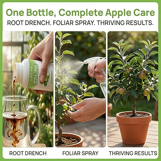 10 oz Organic Apple Tree Fertilizer & Liquid Fruit Tree Plant Food - Microbial Probiotic Nutrient Solution for Root Growth & Green Leaves