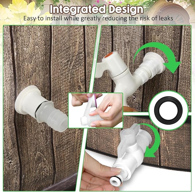 PAETAE Collapsible Rain Barrels, 50 Gallon Rain Water Collection Barrel, Rain Catcher Barrels to Collect Rainwater from Gutter, Leak-Proof Design, Woodgrain