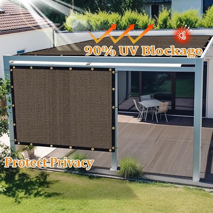 Shade&Beyond Customized Size 13' X 20' Shade Cloth with Grommets, 90% UV Protection UV Protection Mesh Tarp Sun Screens for Patio GN01, Mocha