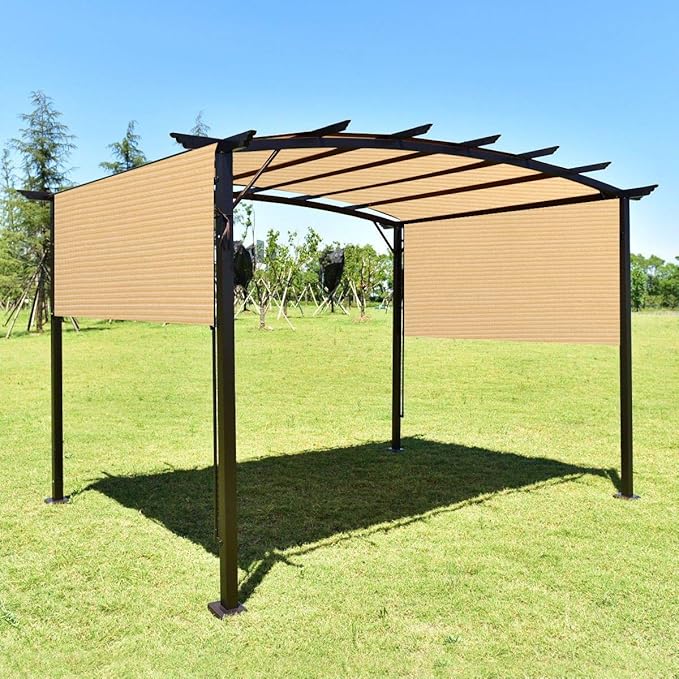 Eden's Decor Straight Flat-Edged Sun Shade Sail Rectangular 8' x 17' Beige UV-Blocking Outdoor Canopy Fabric Cloth Awning for Pergola Patio Garden Backyard Custom Size