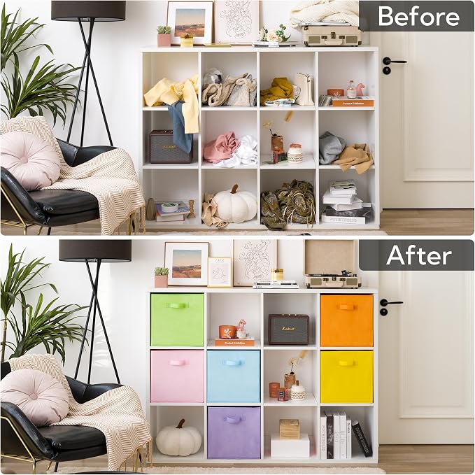 GRANNY SAYS 13 Inch Cube Storage Bins, Pastel Color, 6-Pack