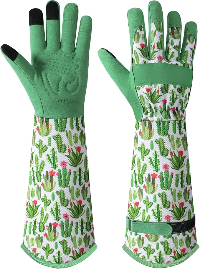 Trifabricy Gardening Gloves for Women, Leather Long Garden Gloves with Grip, Thorn-Proof Puncture-Resistant Work Gloves
