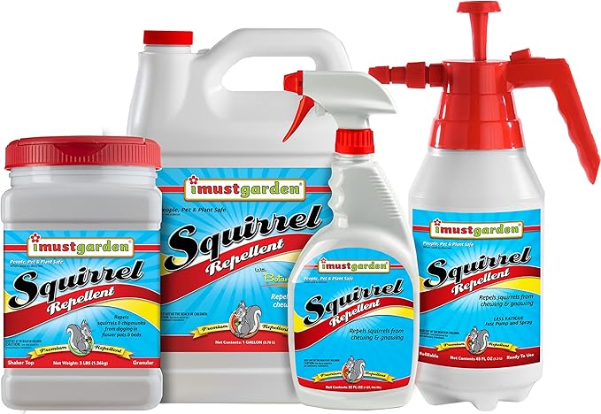 I Must Garden Squirrel Repellent: Protects Vehicles, Plants, Decking, & Furniture – Works on Chipmunks – 1 Gallon Ready to Use Refill