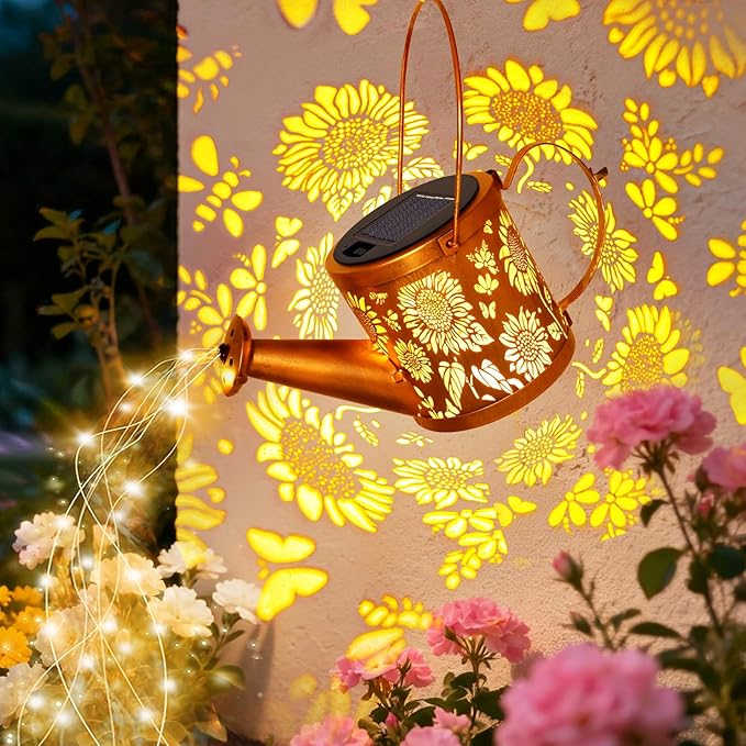 ZNYCYE Solar Watering Can Lights, Sunflower Decorative Hanging Lantern Solar Lights Outdoor Waterproof, Gifts for Mom Women Grandma Mother's Day, Retro Metal Garden Decor for Outside Yard Patio Lawn
