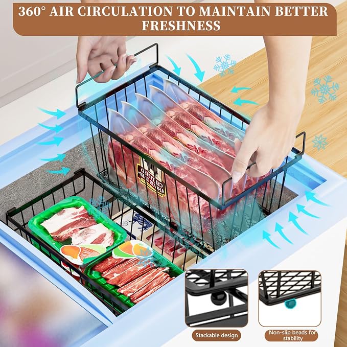 Enhanced Leak-Proof Bottom, Freezer Organizer Bins for 7 Cu.Ft,8 Pack)