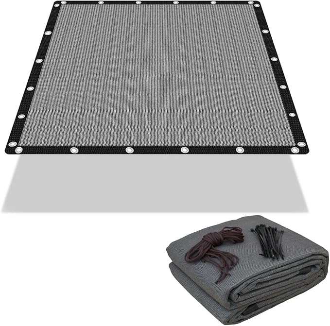 FAIR WIND 90% Sun Shade Cloth with Improved Grommets 10' x 10' Outdoor Sun Screen Fabric Cover for Patio Garden Outdoor Pergola Canopy - Grey