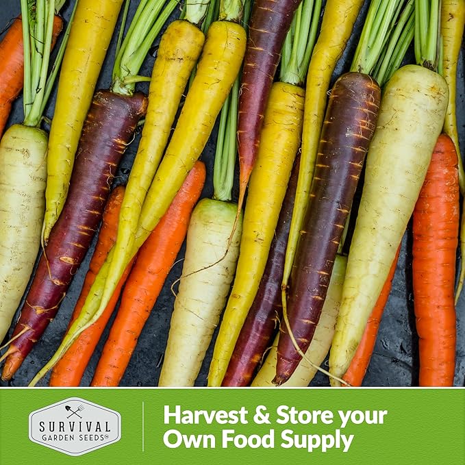 Rainbow Carrot Seeds for Planting – Colorful Heirloom Blend Including Purple, Yellow & Orange Carrots – High-Yield Non-GMO, Open-Pollinated Garden Vegetable – Survival Garden Seeds (3 Packs)