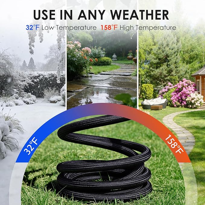Garden Hose 100 FT, Non-Expanding Lightweight Water Hose with 10 Function Nozzle, Flexible, Kink Free, Wear-Resistant Fabric Leak Proof Garden Hoses for Outdoor, Yard, Lawn, Car, Marine, RV, Pet Bath