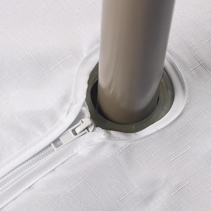 Outdoor Tablecloth Wrinkle-Free Stain Resistant Waterproof Polyester Fabric Table Cover with Zipper Umbrella Hole for Picnic/Party/Dinner/Patio Garden(60×84inch,Zippered,White)