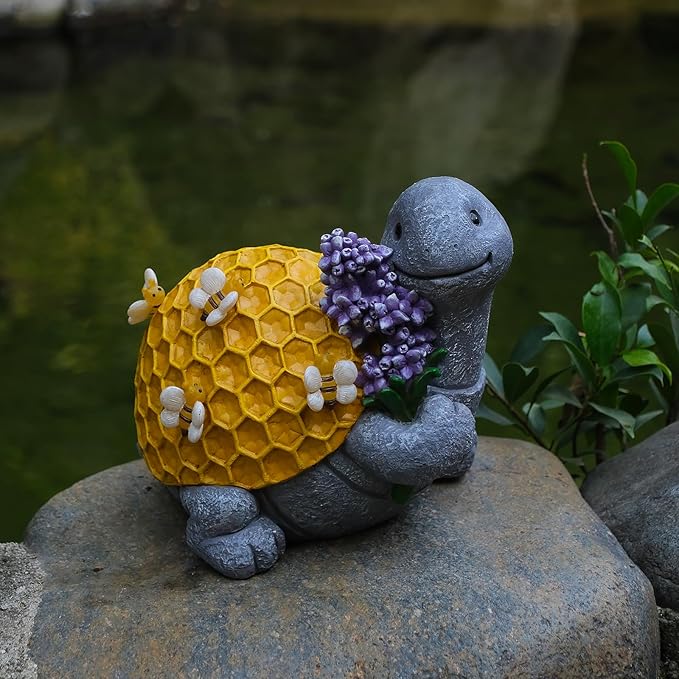 Zayton Solar Garden Outdoor Turtle Statues Yard Resin Decoration Gift Handmade Housewarming Gift for Patio Yard Lawn Waterproof Cracking