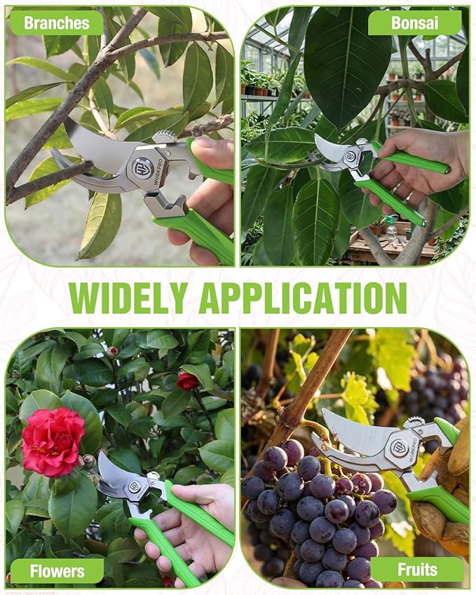 WORKPRO 8.5" Bypass Pruning Shears, Professional Garden Shears with Forged Steel Blades, 3/4" Cut Capacity, Spring-Loaded, Safety Lock, Hand Pruner & Plant Clippers for Trimming, Bonsai, Flowers