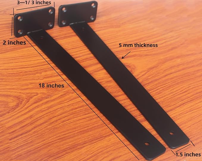 12 Pack - 18 inch Black Hidden L Shelf Bracket (1/5 Inch Thicked) Iron Floating Shelf Brackets Rustic Industrial Metal Brackets for Shelf Support