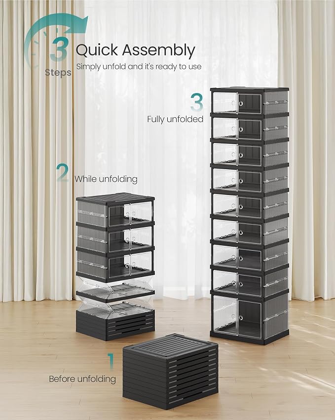 SONGMICS Foldable Shoe Storage Organizer, 9-Tier for 18 Pairs