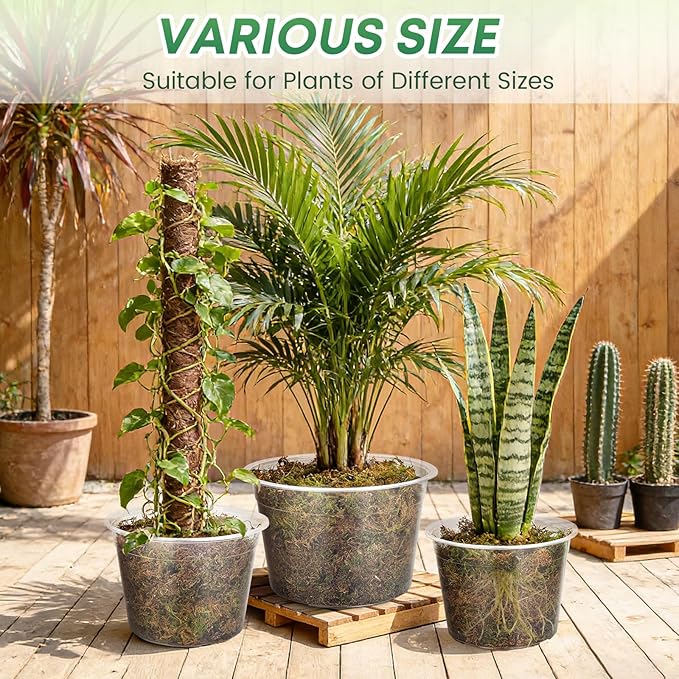 5 Pack 12 Inch Large Clear Nursery Pots with Drainage Hole, Plastic Plant Pots for Seedlings Flowers Vegetable, Indoor Outdoor Gardening, Used as Liners Inside Decorative Pots (12 Inch)