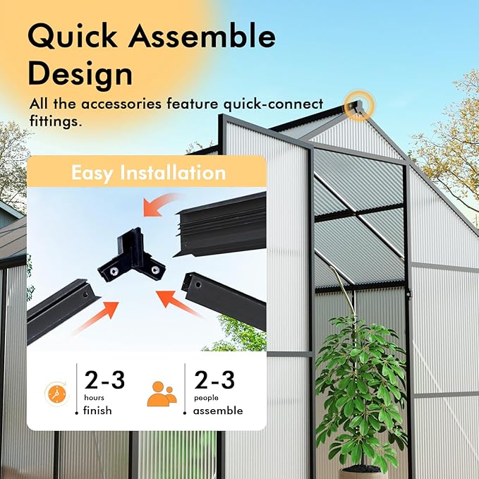 8×14FT Green Houses for Outside, Walk in Greenhouse for Outdoors and Garden Planting, Large Greenhouse Kit with Electronic Thermometers, Withstands Strong Wind or Snow to Protect Vegetables or Plants