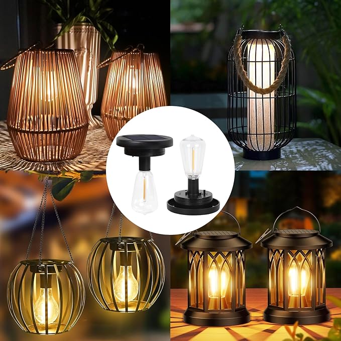 Replacement Solar Light Parts for Lantern: 2.83 inch Waterproof Solar Replacement Top Lights Fit for 2.36 in, 2.42 in, 2.5 in, 2.76 in, 2.83 in Old Lantern Port - Vintage Light Bulbs for Original Lamp