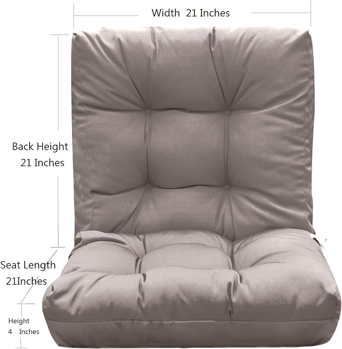 QILLOWAY Outdoor Chair Cushion for Patio Furniture, Waterproof Patio Cushions Set of 2 with Ties, Fade Resistant Replacement Pads for Outdoor Rocking Chairs,Tan,Grey