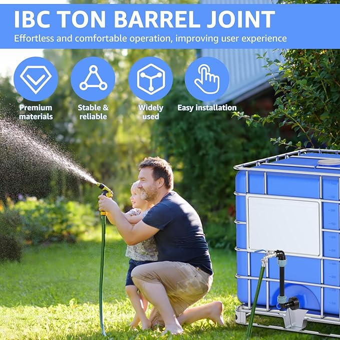 Zinc Alloy IBC Tote Tank Adapter Set, Versatile High Strength IBC Adapter Connection Kit with 3/4 Inch Standard Tap Interface, Garden Hose Faucet for 1000L Rainwater Tank Rain Barrel