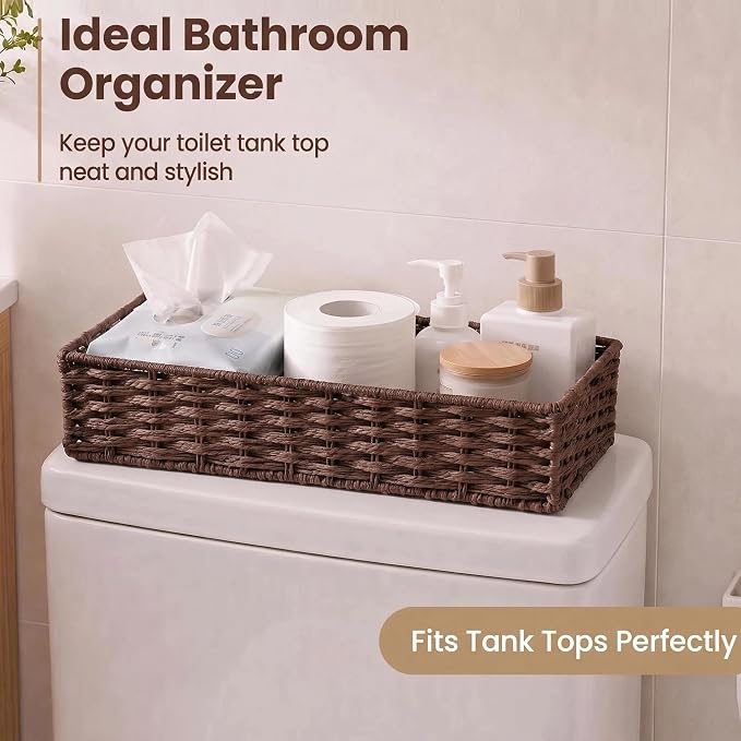 Wicker Toilet Paper Storage Baskets for Bathroom, Toilet Tank, Home Decor