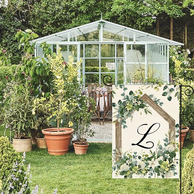 AVOIN colorlife Initial Letter L Monogram Garden Flag 12x18 Inch Double Sided Outside, Spring Floral Family Last Name Yard Decoration