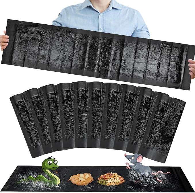 10 Pack Super Large 47.2 * 11'' Sticky Mouse Rats Glue Traps for Mice | Peanut Taste Pheromone, Peanut Taste Pheromone Traps for Home, Rodent Snakes