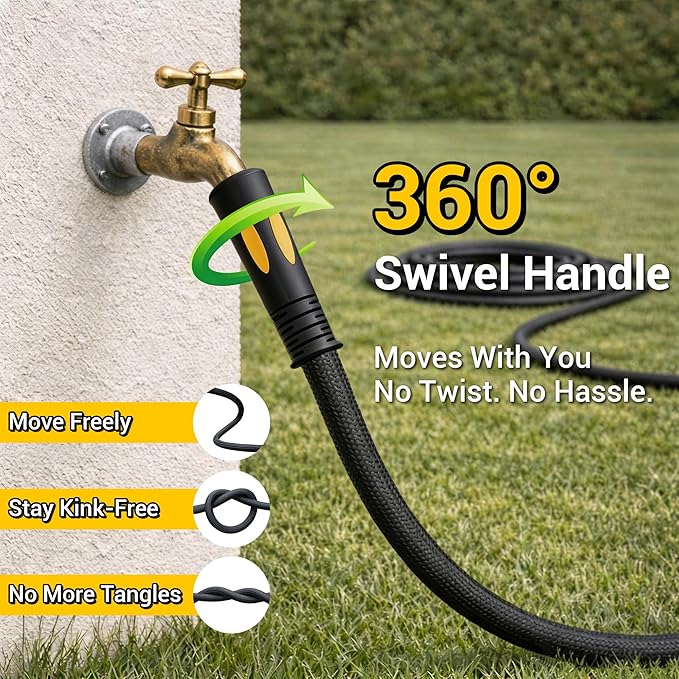 TheFitLife Garden Hose 100 ft - Heavy Duty 100ft Non-Expandable Long Water Hose, No Kinking, Lightweight, Full Property Coverage Without Compromise, 1/2 id x 100 Feet