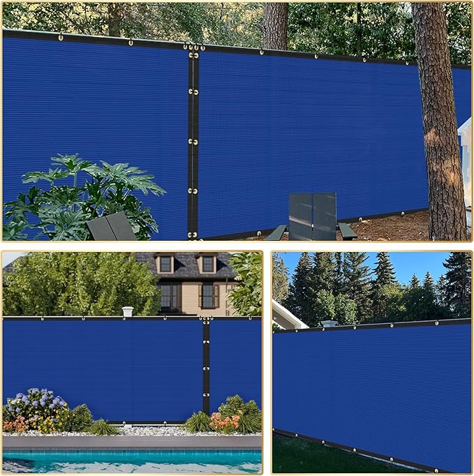 Privacy Fence Screen 5' x 197 Fencing Cover Heavy Duty Mesh Windscreen Cloth for Outdoor Garden Patio Backyard Chain Link Fence Blue