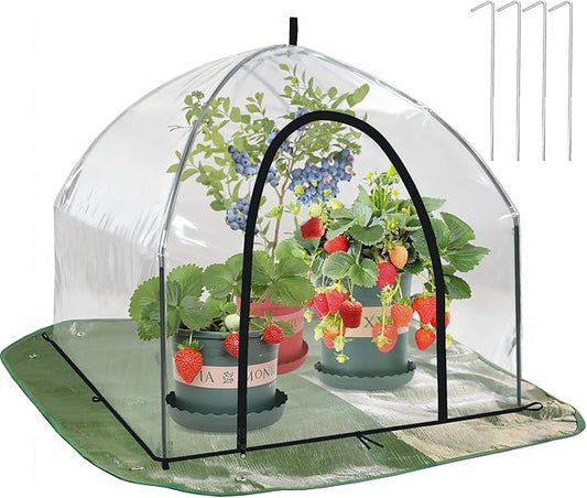 Portable Plant Cover Tent with Waterproof Base for Garden Indoor/Outdoor Tabletop Mini Greenhouse for Seed Starting Humidity Small Plants, Plant Protection from Animal for Raised Bed(XL-PVC - 1PCS)