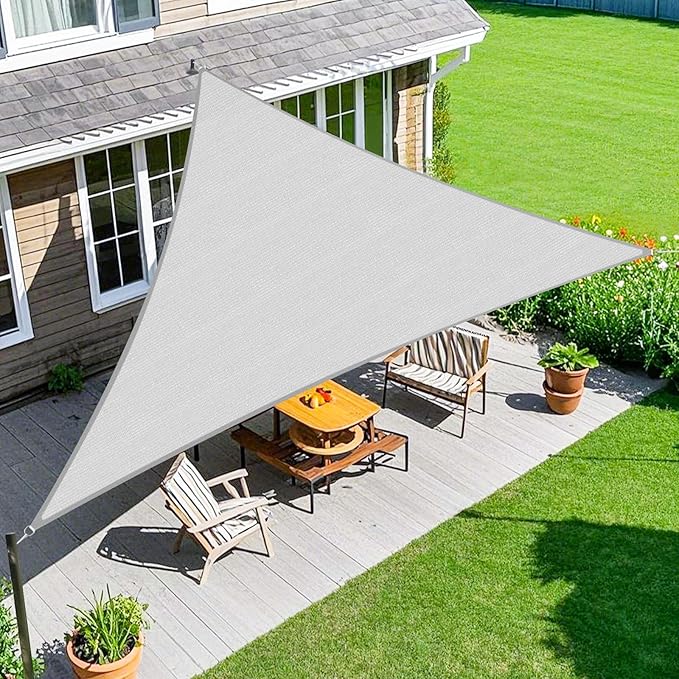 Amagenix Sun Shade Sail 6'X6'X6' Curved Edge Outdoor Shade Canopy Light Grey Breathable 95% UV Block Shade Cloth for Patio Garden Backyard (We Make Custom Size)