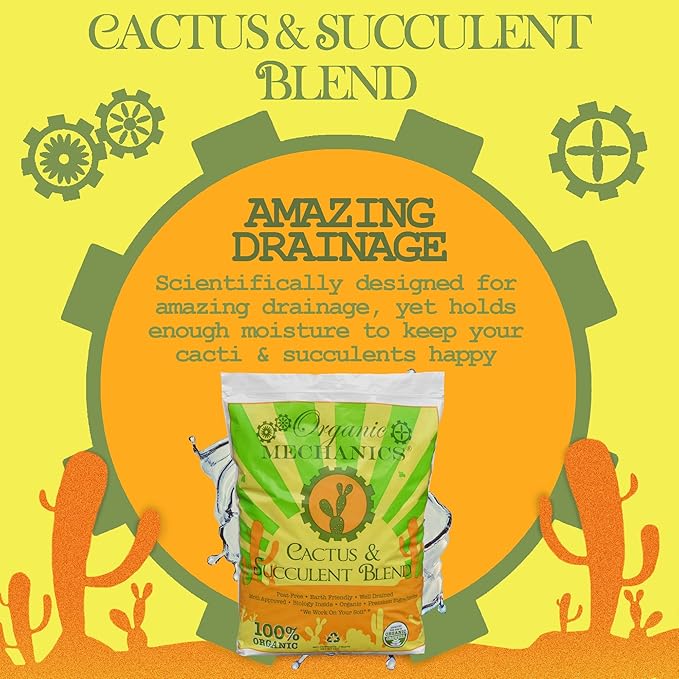 Organic Mechanics Cactus and Succulent Blend Potting Soil, 2 qt (Pack of 10) – Well-Drained Organic Mix – Enhances Plant and Root Growth with Biochar, Rice Hulls, and Worm Castings