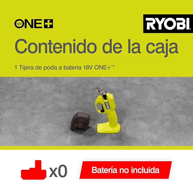 Ryobi RY18SCA-0 18V ONE+ Cordless Secateurs (Bare Tool), Black