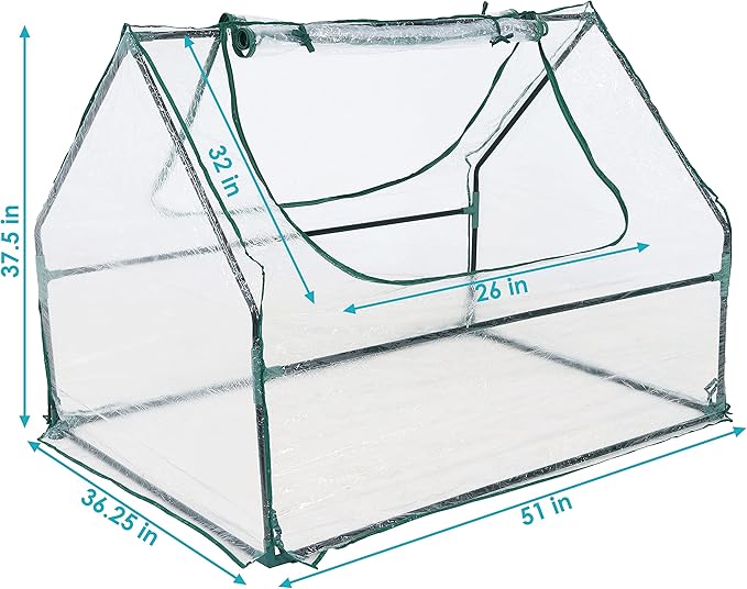 Sunnydaze Outdoor Portable Mini Greenhouse Tent with 2 Zippered Side Doors and Iron Tube Frame - Clear - 4' x 3'
